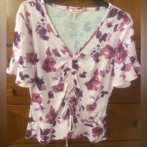 Juicy Couture - Sz XL - Purple & White Ruffle Trim Top
